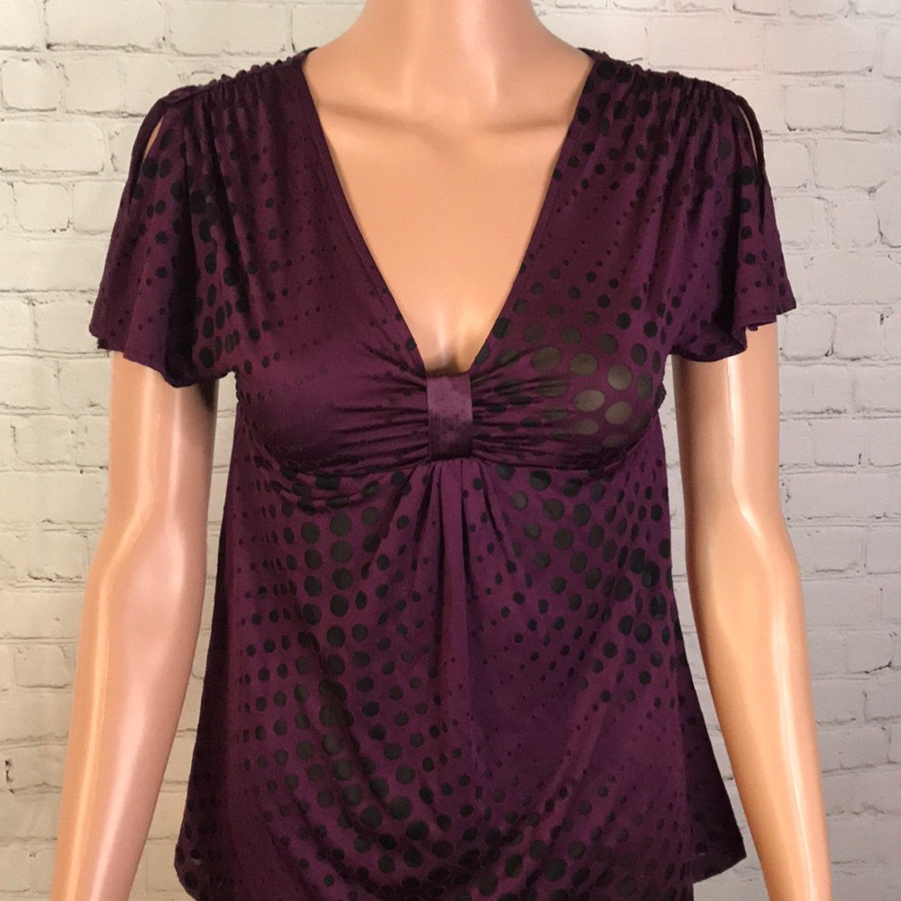 EXPRESS Size Small burgundy shirt.size small polka dots